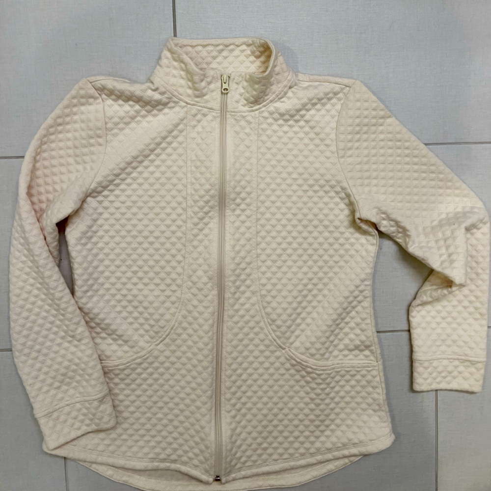 T by Talbots Quilted Zip Pullover M
